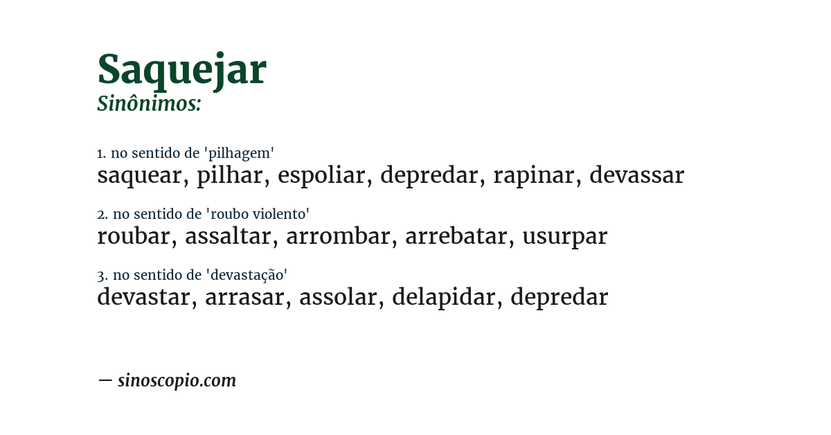 Sinônimo de saquejar