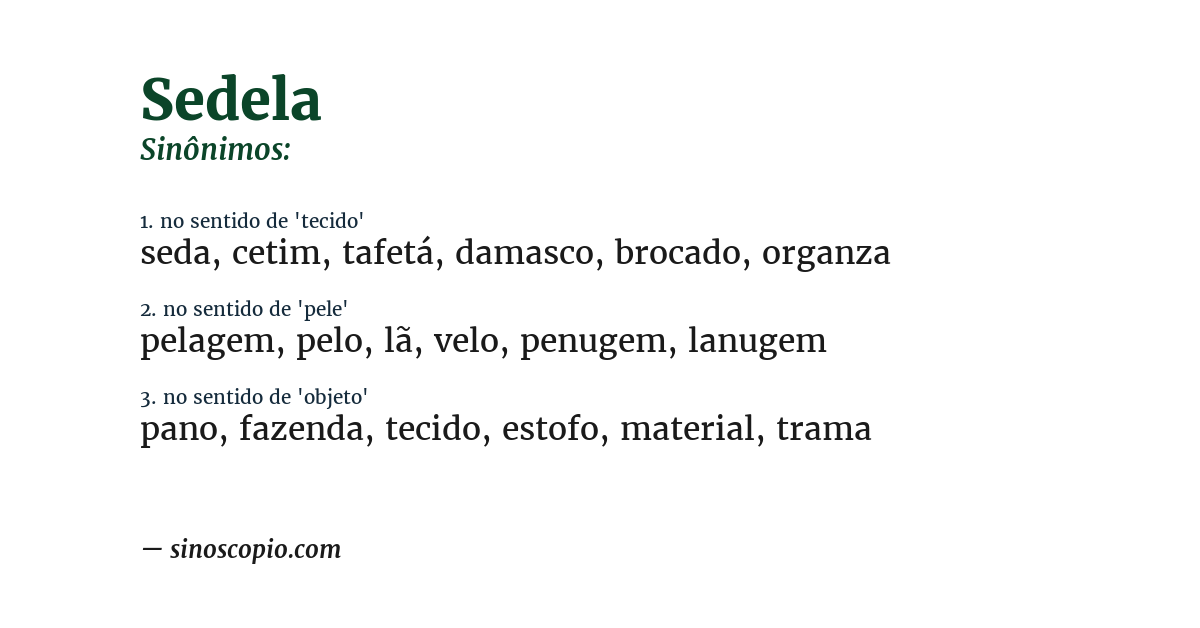 Sinônimo de sedela
