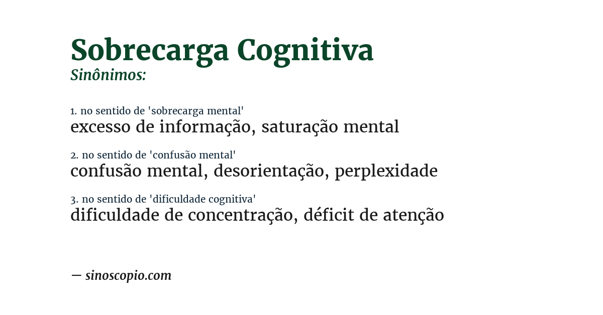 Sinônimo de sobrecarga cognitiva