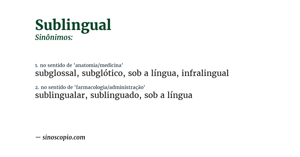 Sinônimo de sublingual