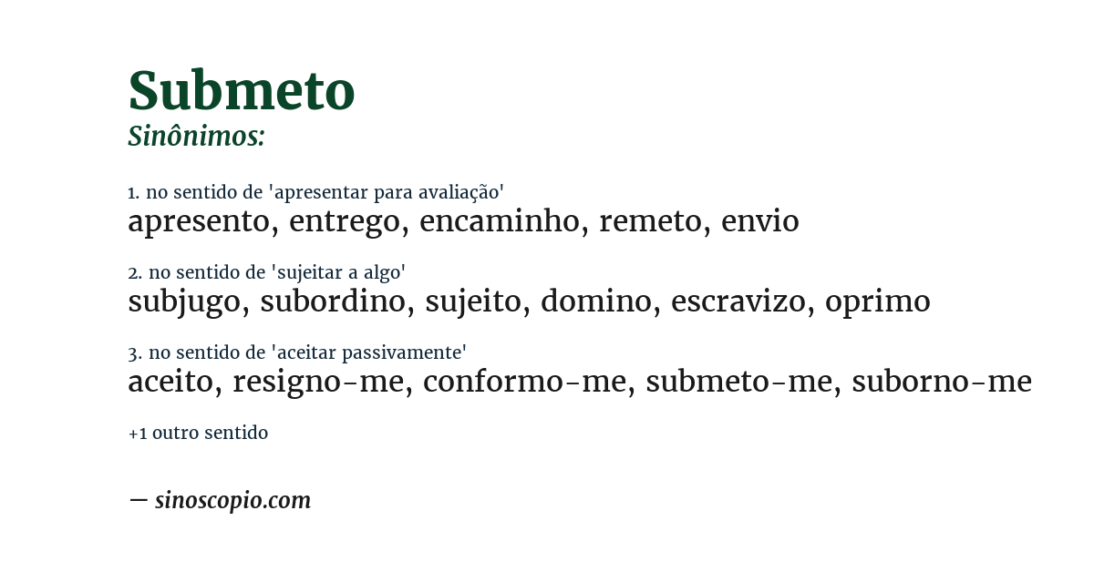 Sinônimo de submeto