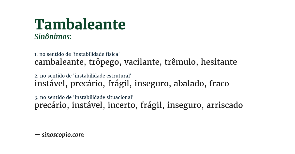 Sinônimo de tambaleante