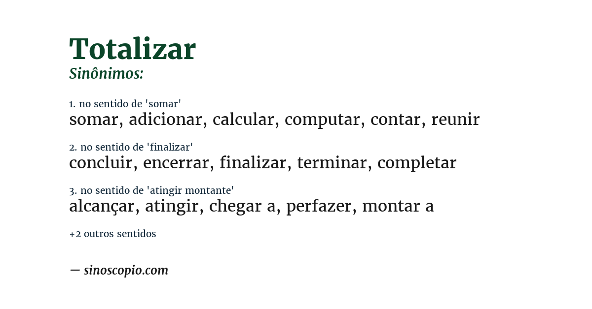 Sinônimo de totalizar