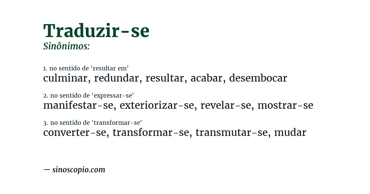 Sinônimo de traduzir-se