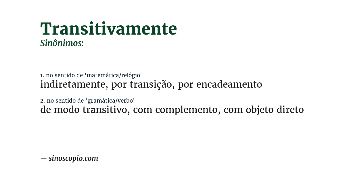 Sinônimo de transitivamente