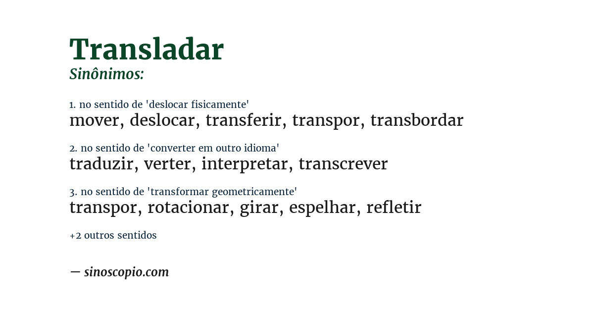 Sinônimo de transladar