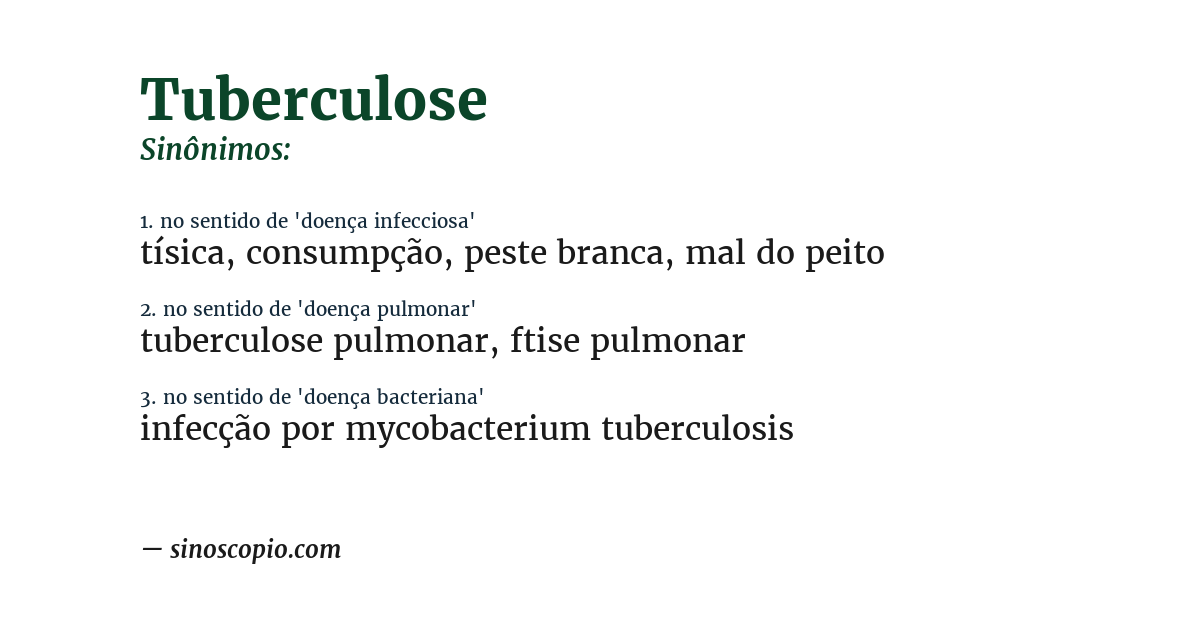Sinônimo de tuberculose