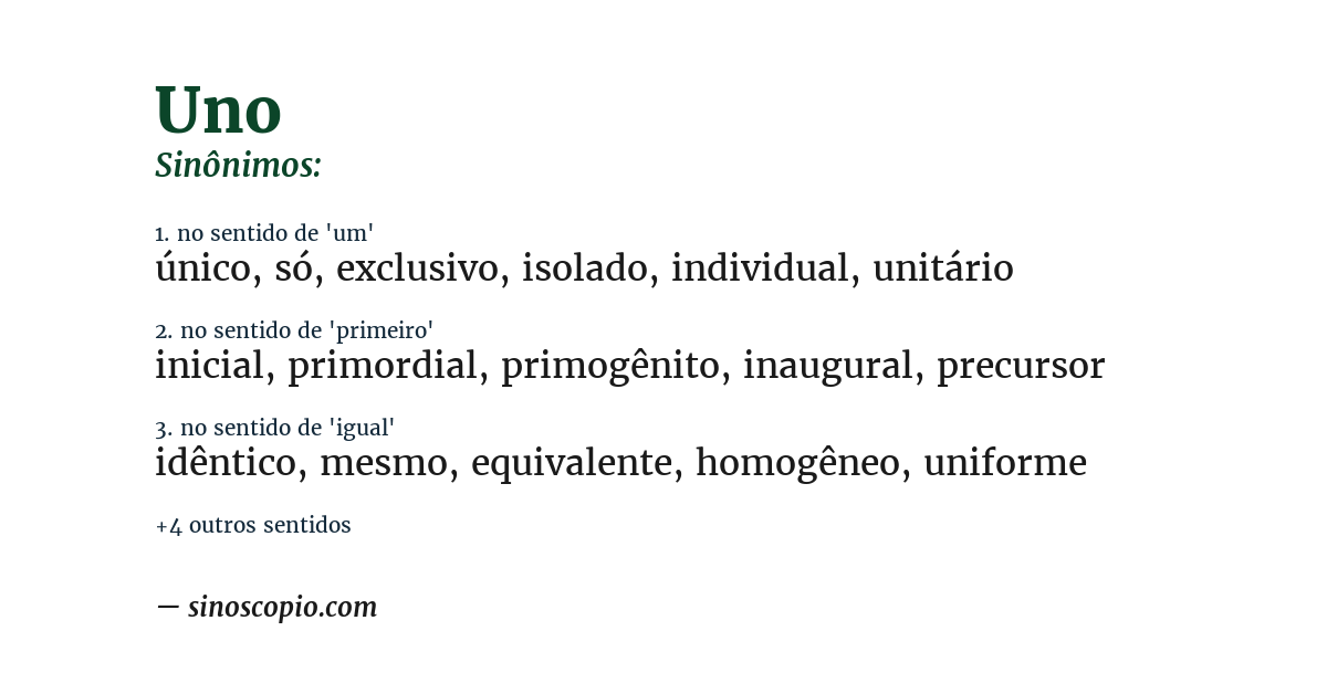 Sinônimo de uno