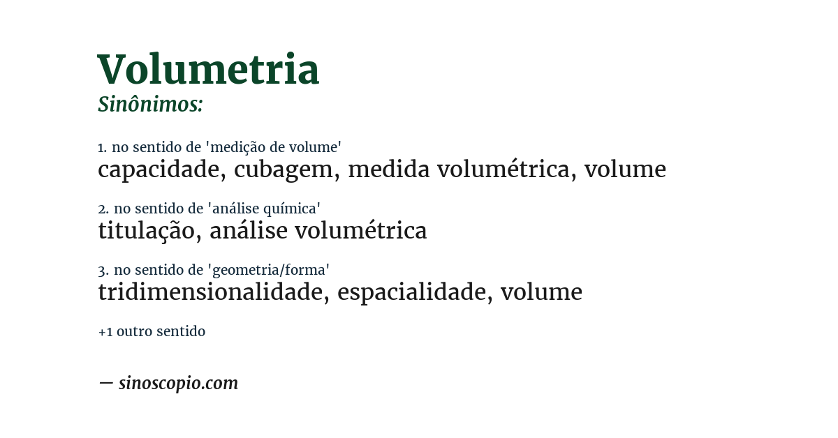 Sinônimo de volumetria