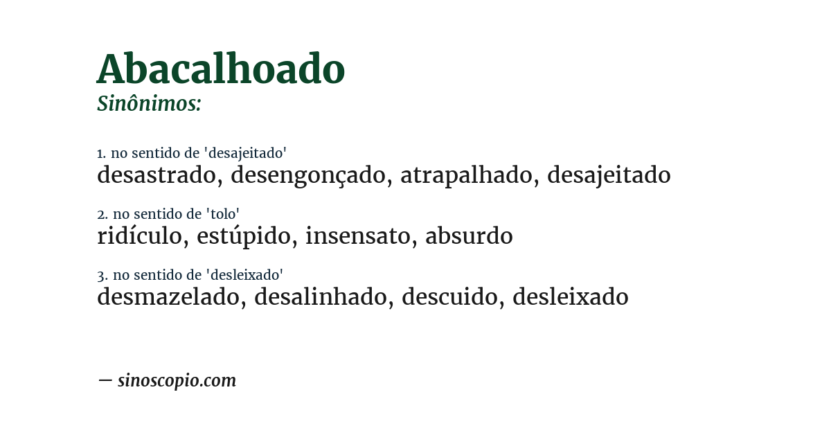 Sinônimo de abacalhoado