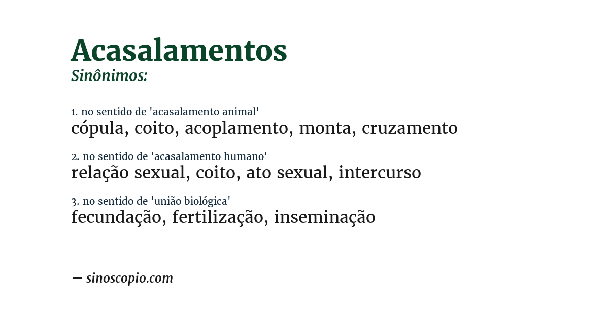 Sinônimo de acasalamentos