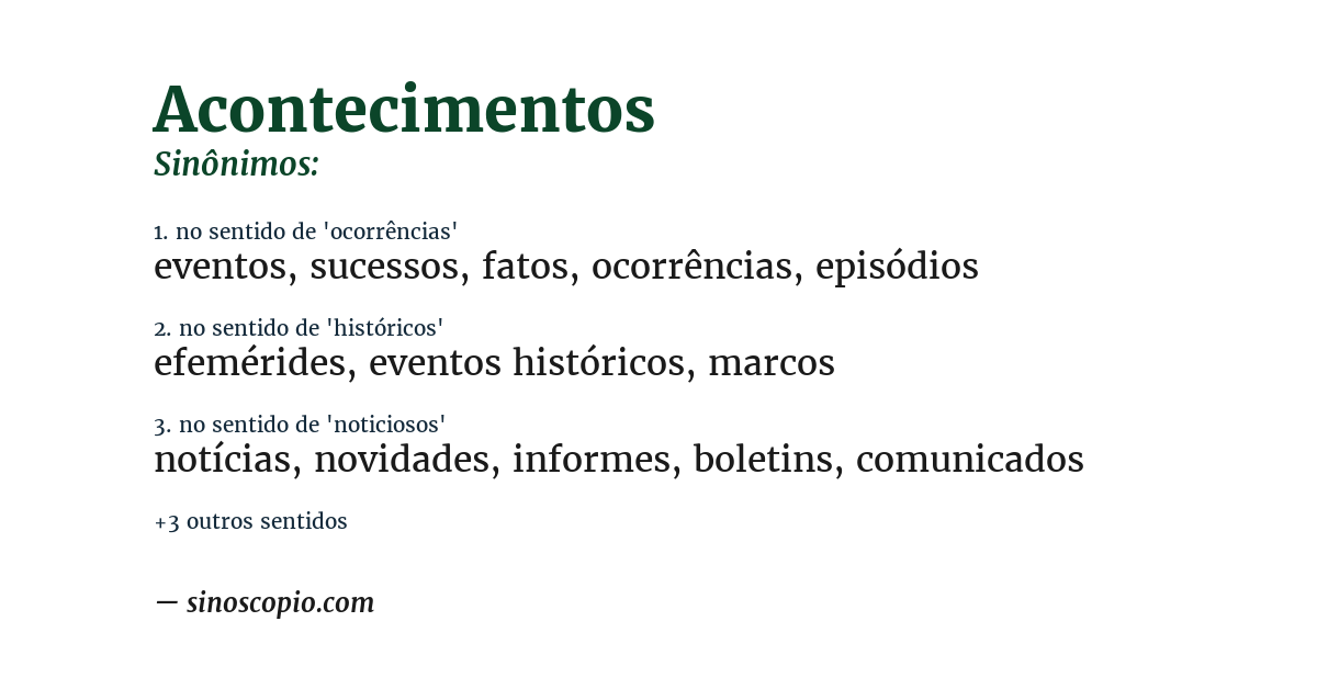 Sinônimo de acontecimentos