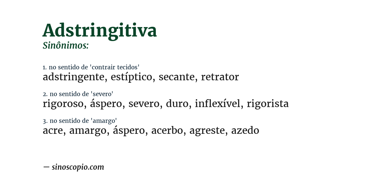 Sinônimo de adstringitiva
