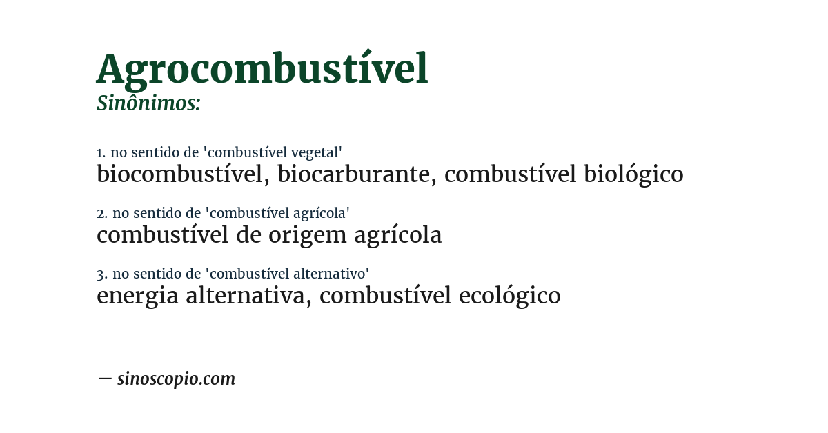 Sinônimo de agrocombustível