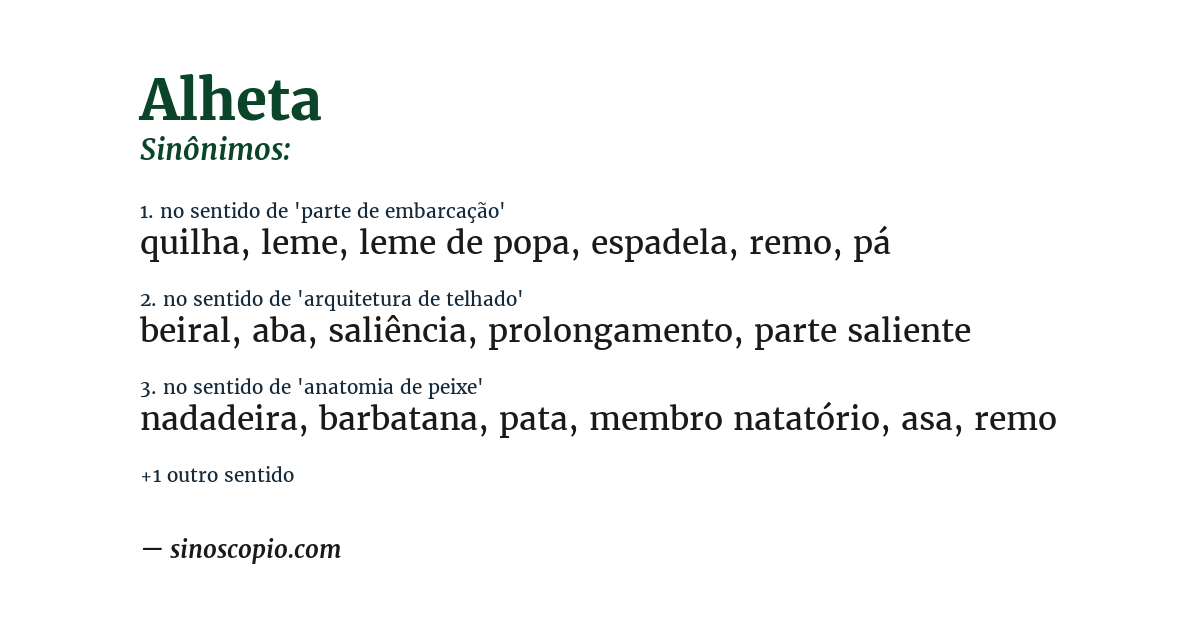 Sinônimo de alheta