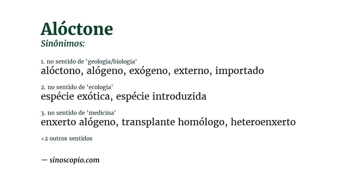 Sinônimo de alóctone