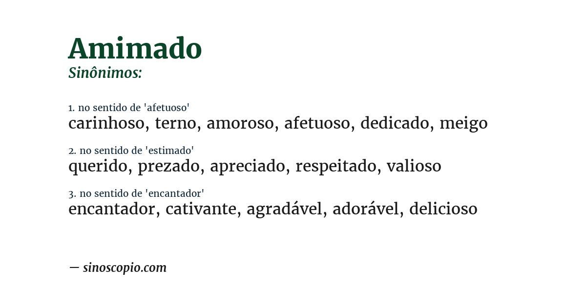 Sinônimo de amimado