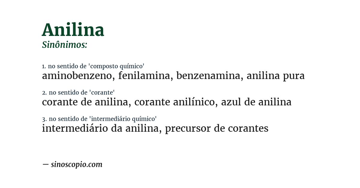 Sinônimo de anilina