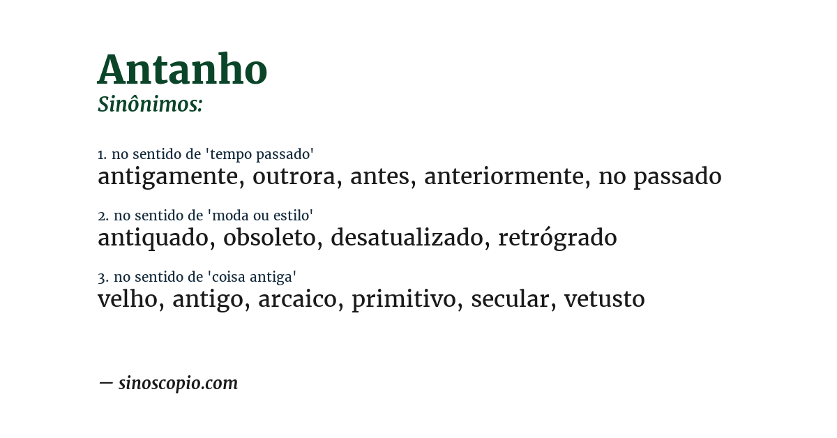 Sinônimo de antanho