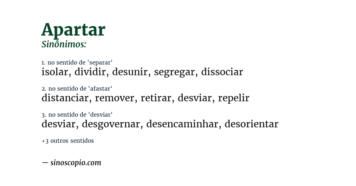 Sinônimo de apartar