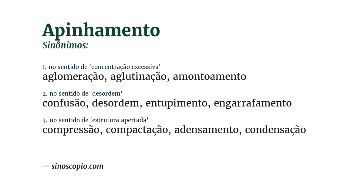 Sinônimo de apinhamento