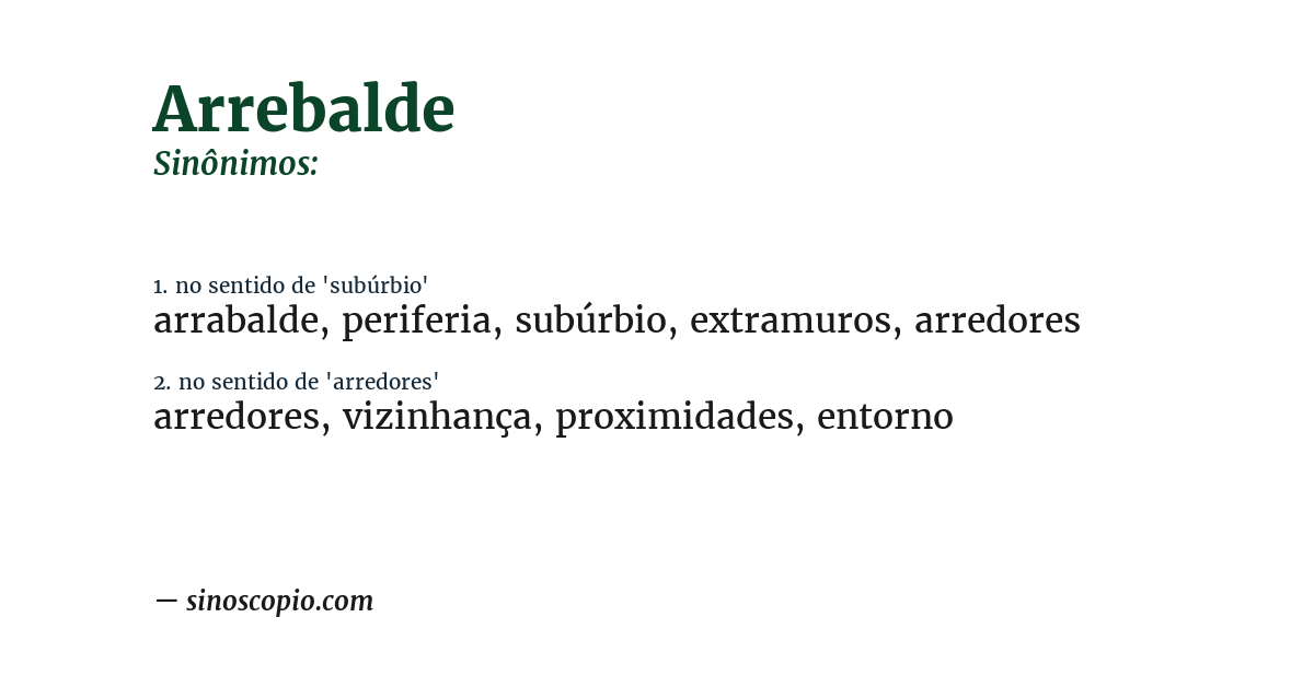 Sinônimo de arrebalde