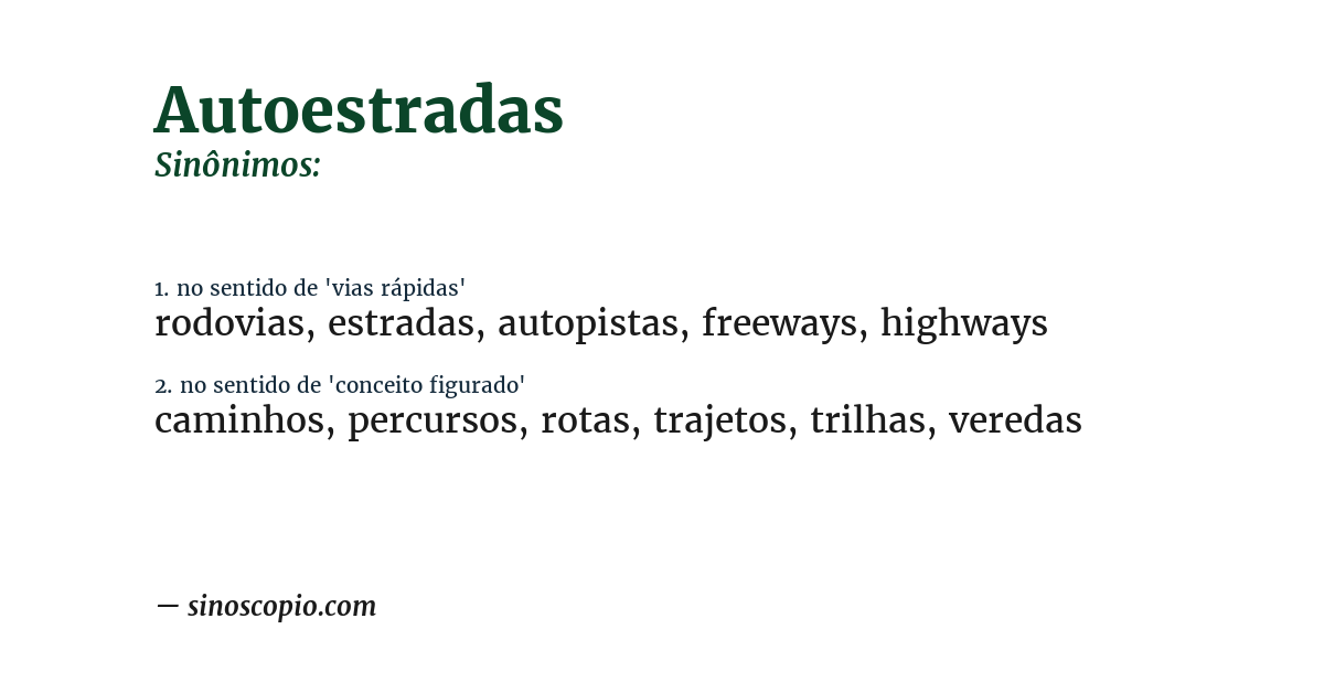 Sinônimo de autoestradas