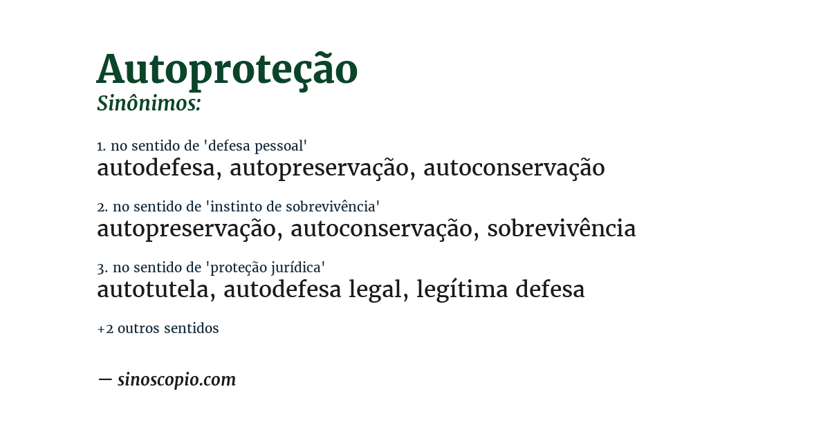 Sinônimo de autoproteção