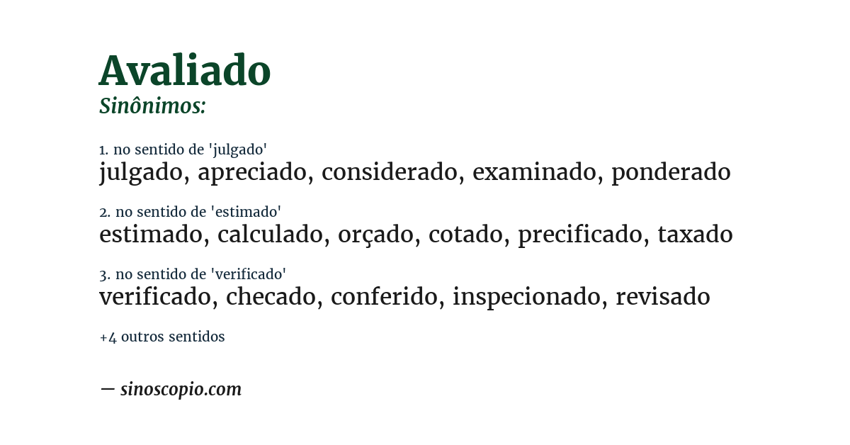 Sinônimo de avaliado