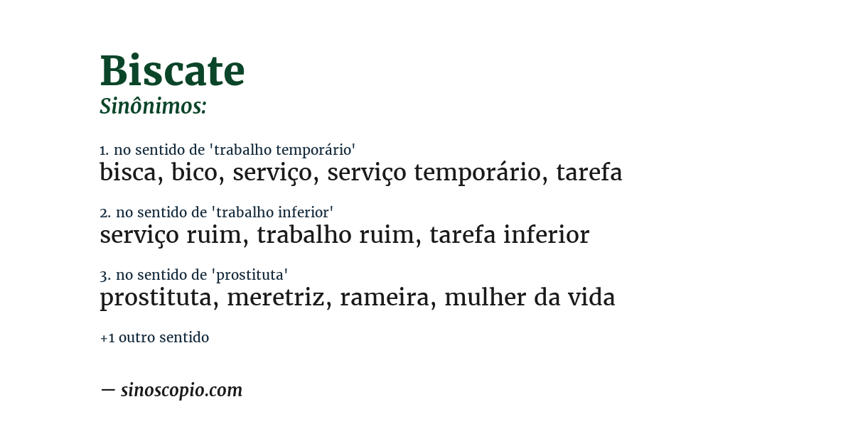 Sinônimo de biscate