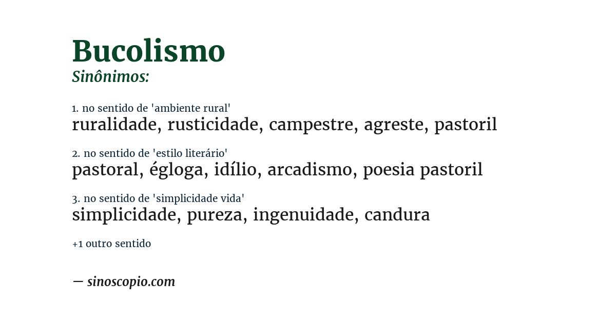Sinônimo de bucolismo