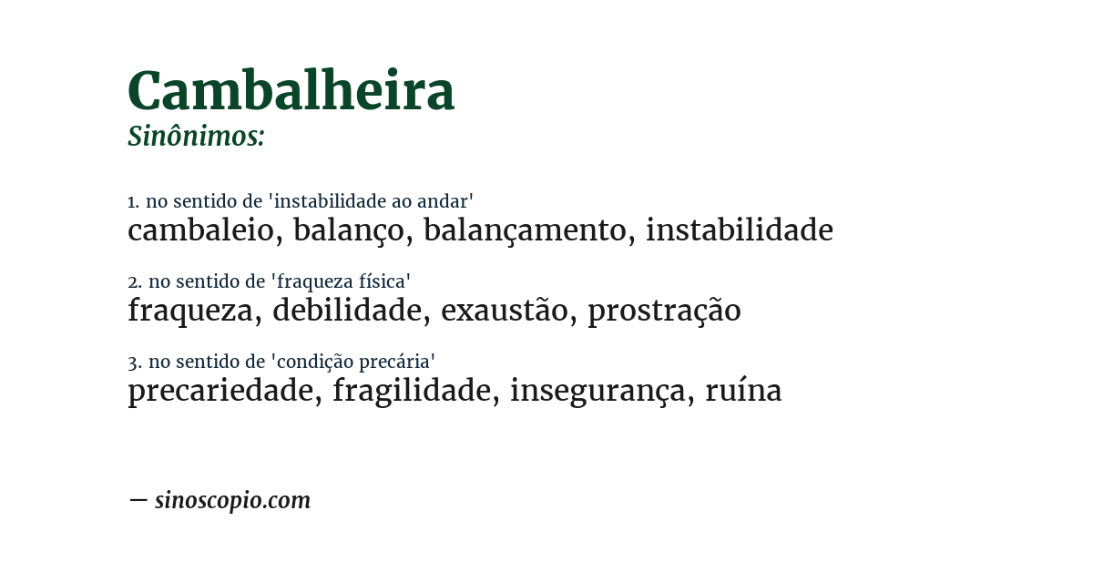 Sinônimo de cambalheira