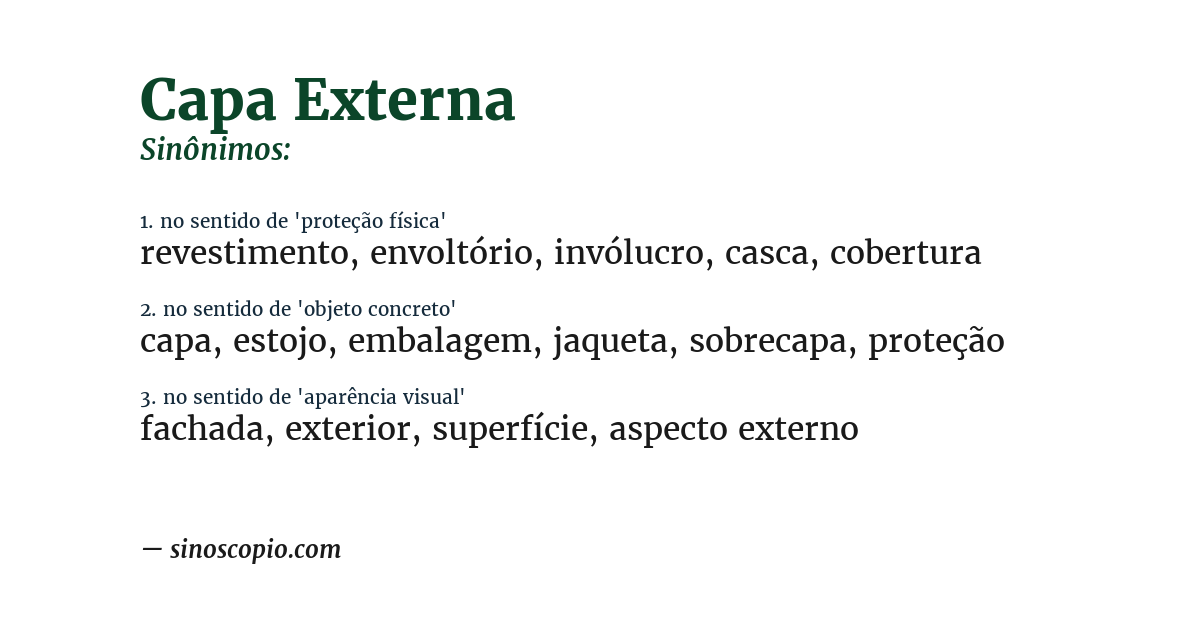 Sinônimo de capa externa