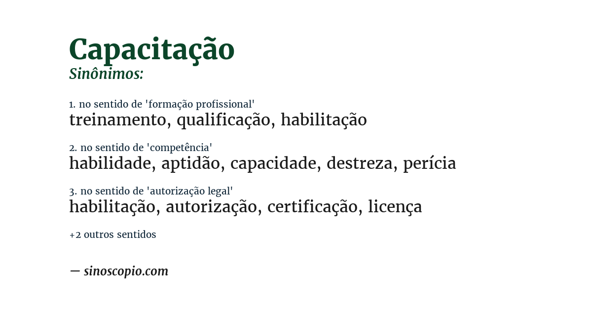 Sinônimo de capacitação