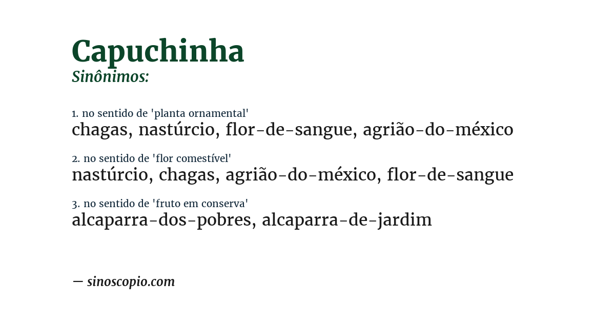 Sinônimo de capuchinha