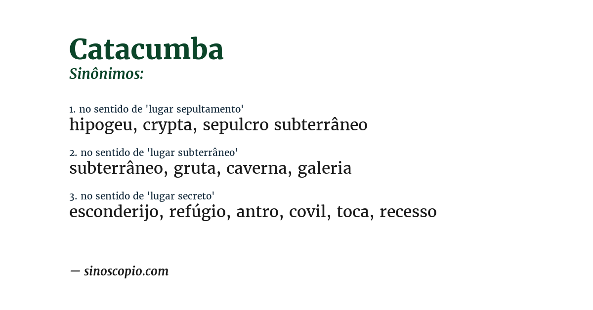 Sinônimo de catacumba