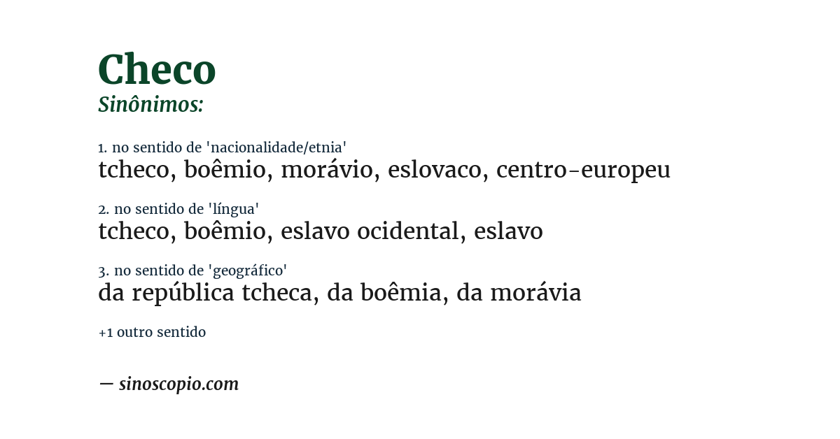 Sinônimo de checo