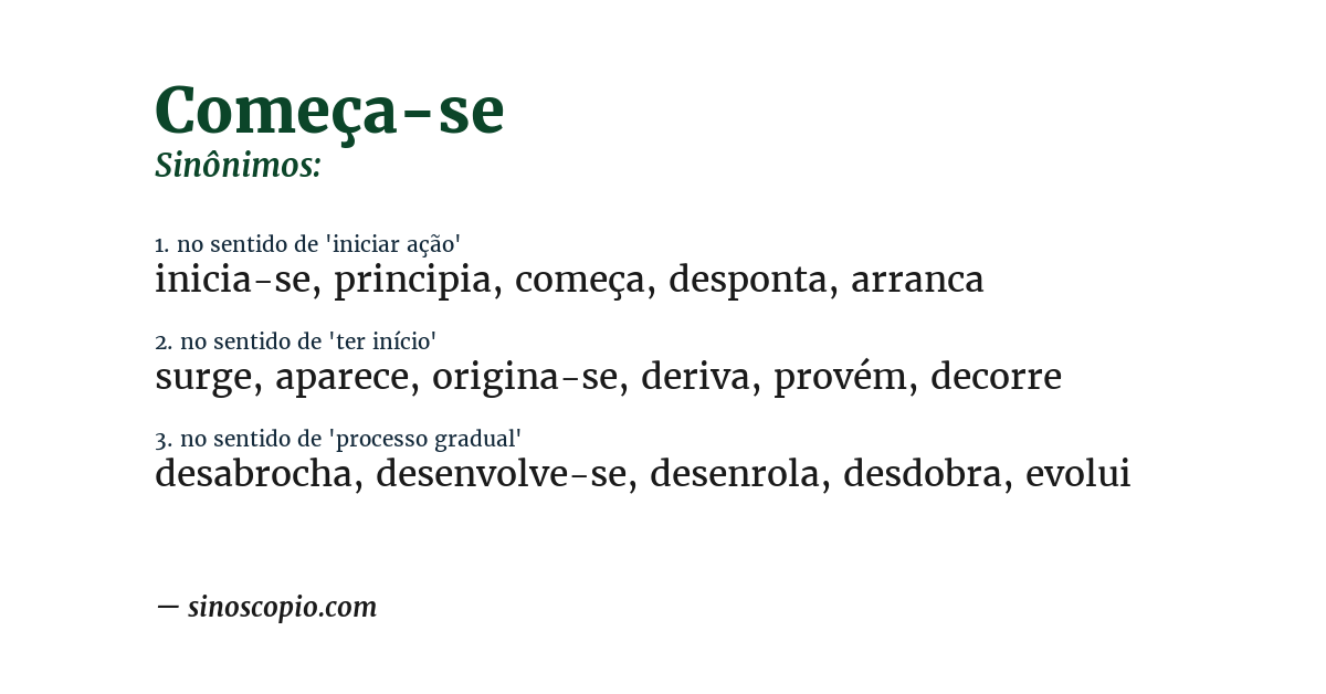 Sinônimo de começa-se