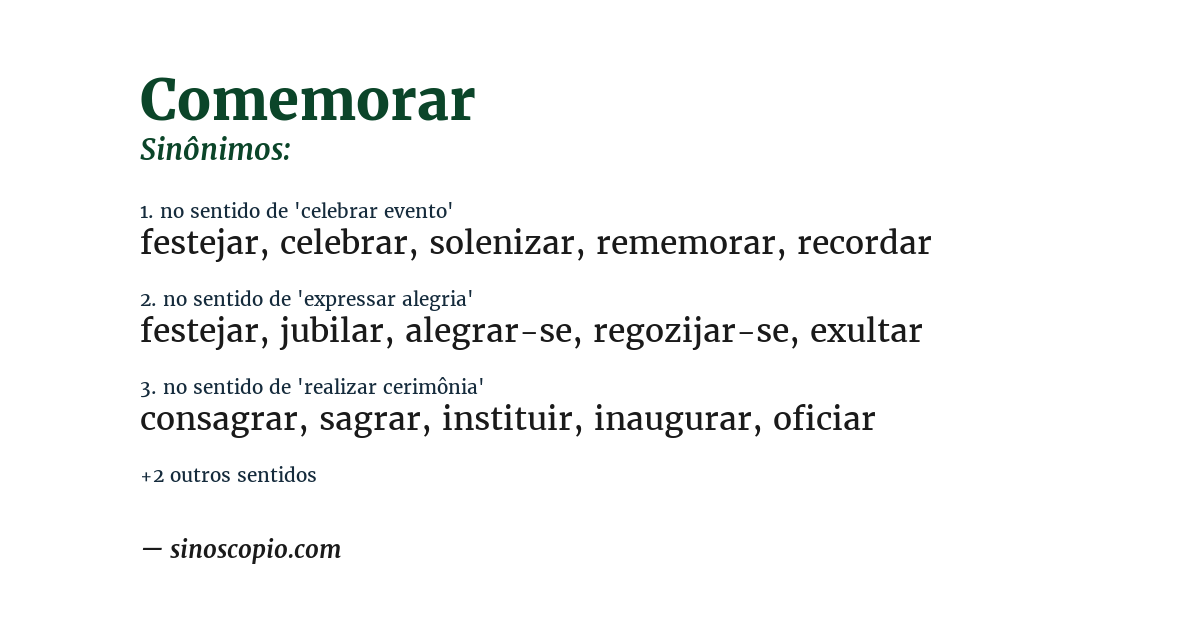 Sinônimo de comemorar