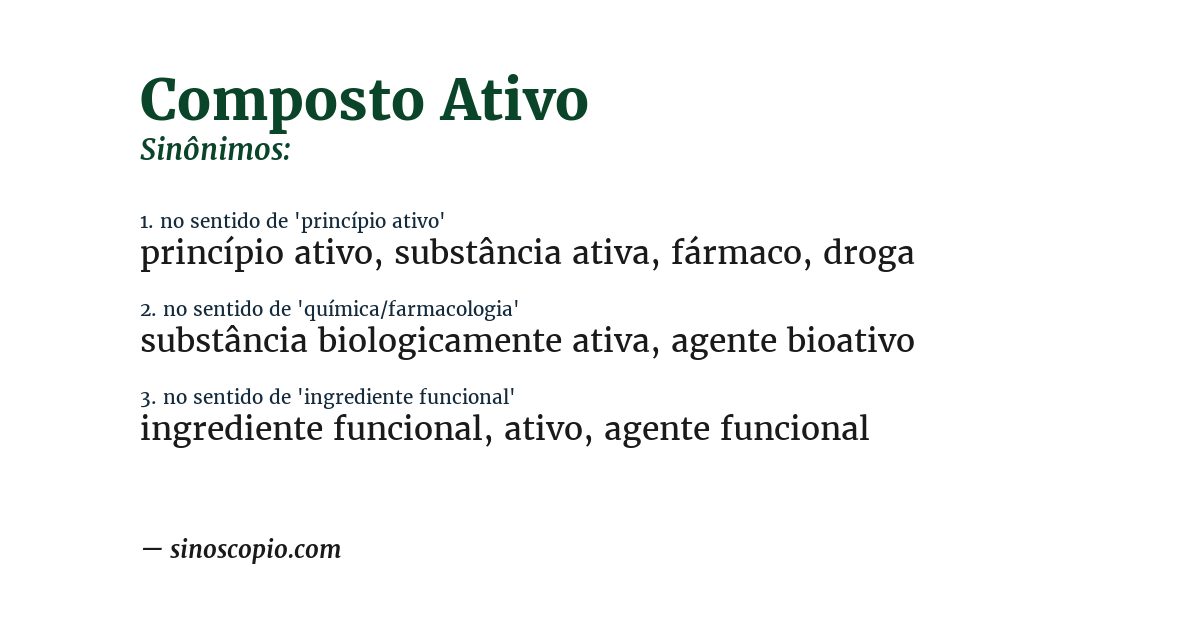 Sinônimo de composto ativo