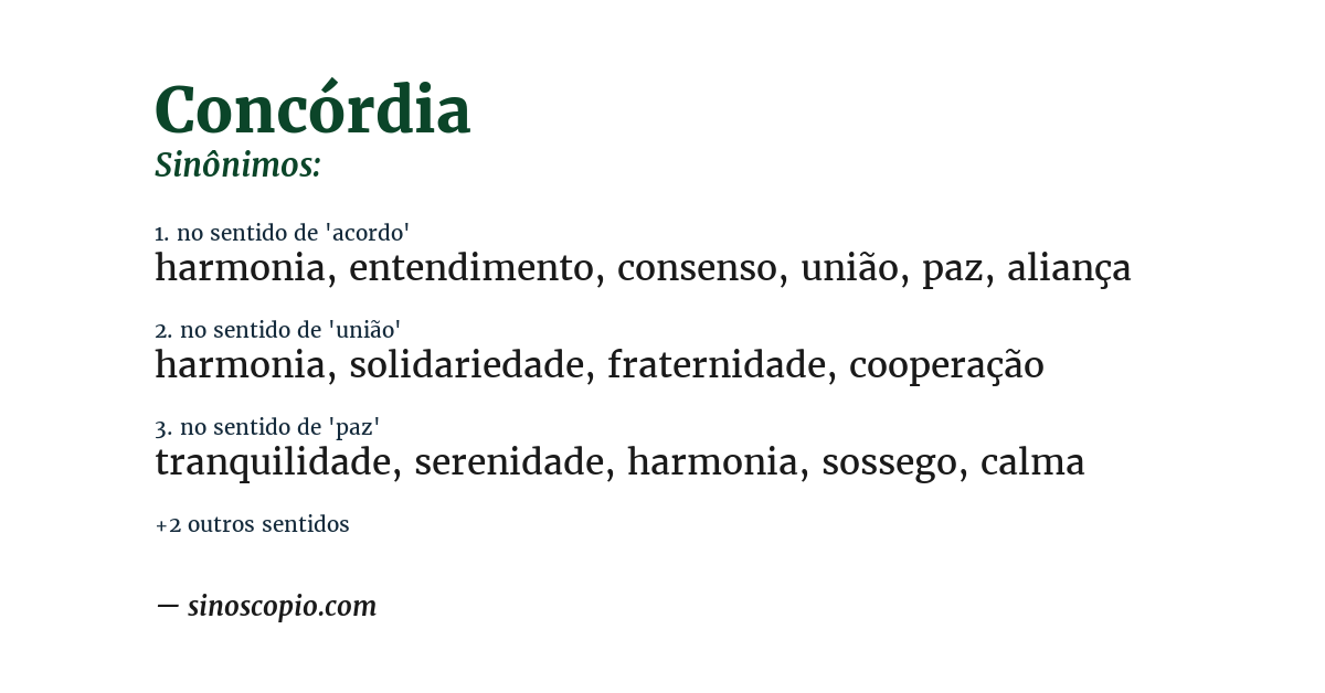 Sinônimo de concórdia