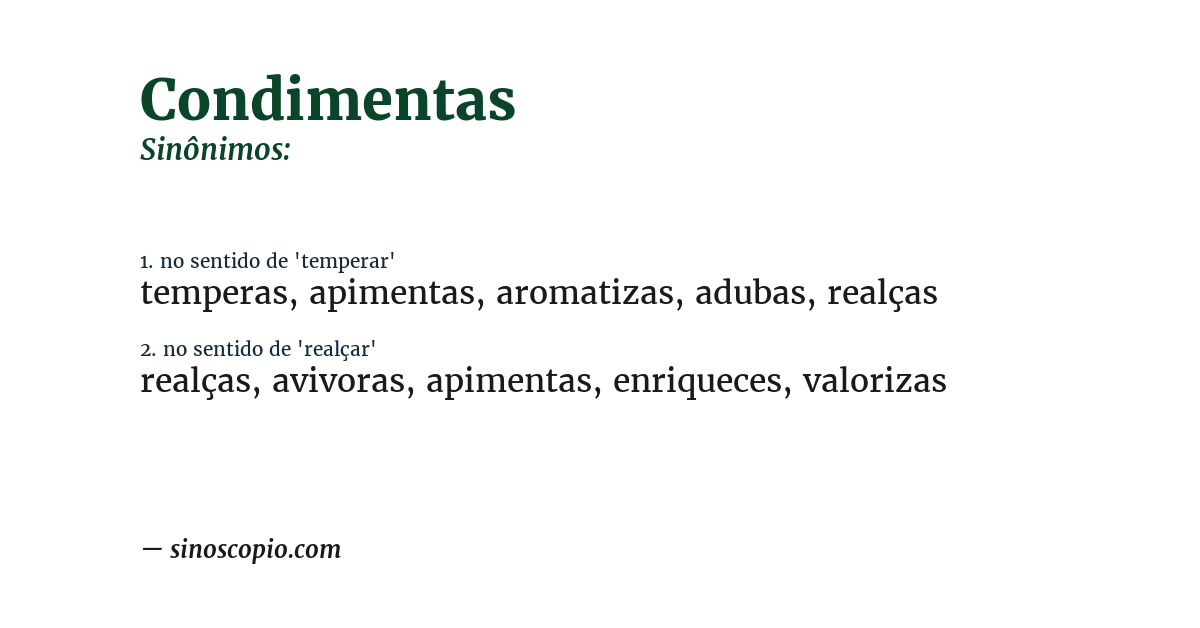 Sinônimo de condimentas