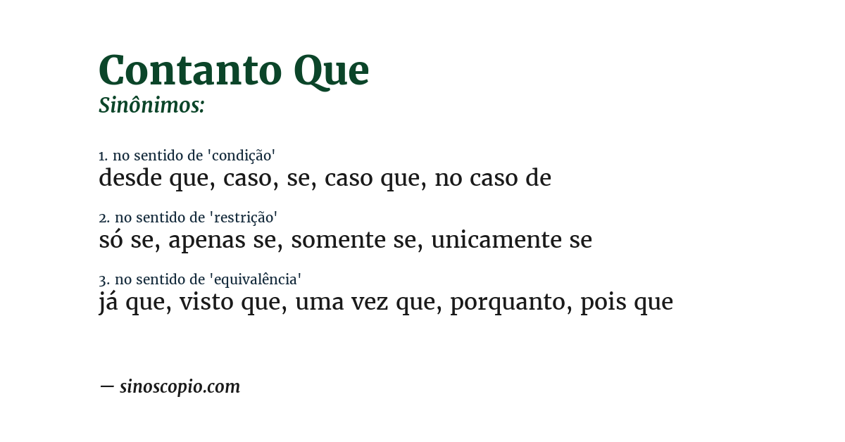 Sinônimo de contanto que