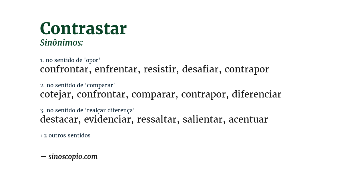 Sinônimo de contrastar