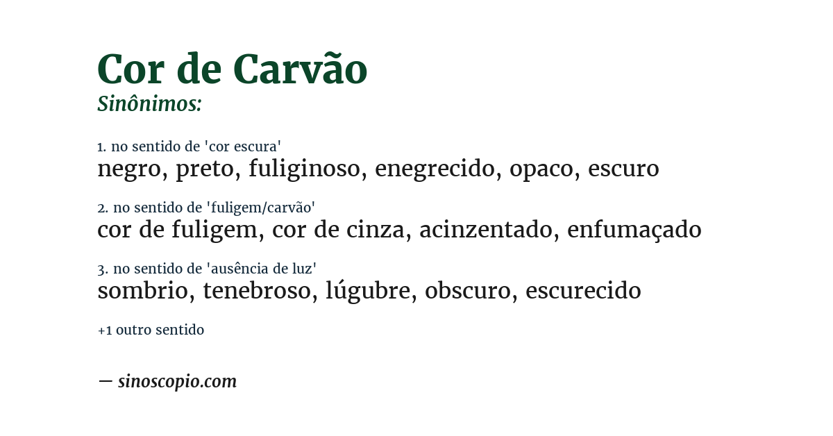 Sinônimo de cor de carvão
