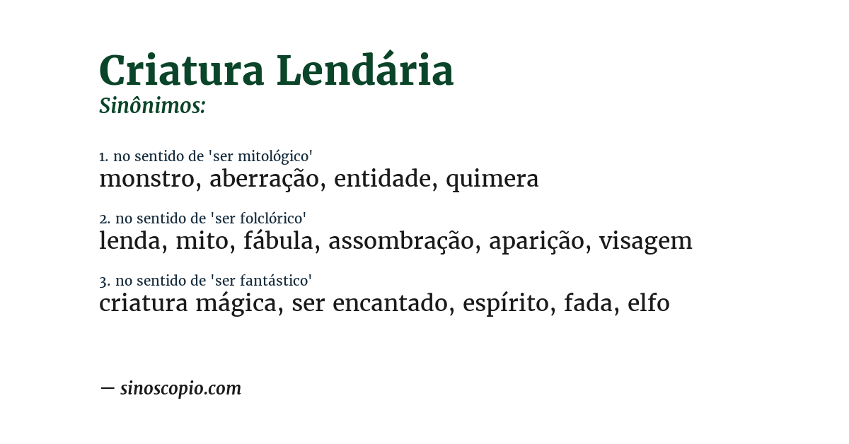 Sinônimo de criatura lendária