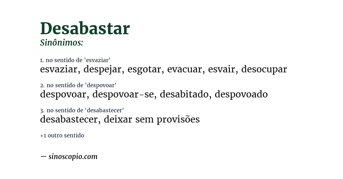Sinônimo de desabastar