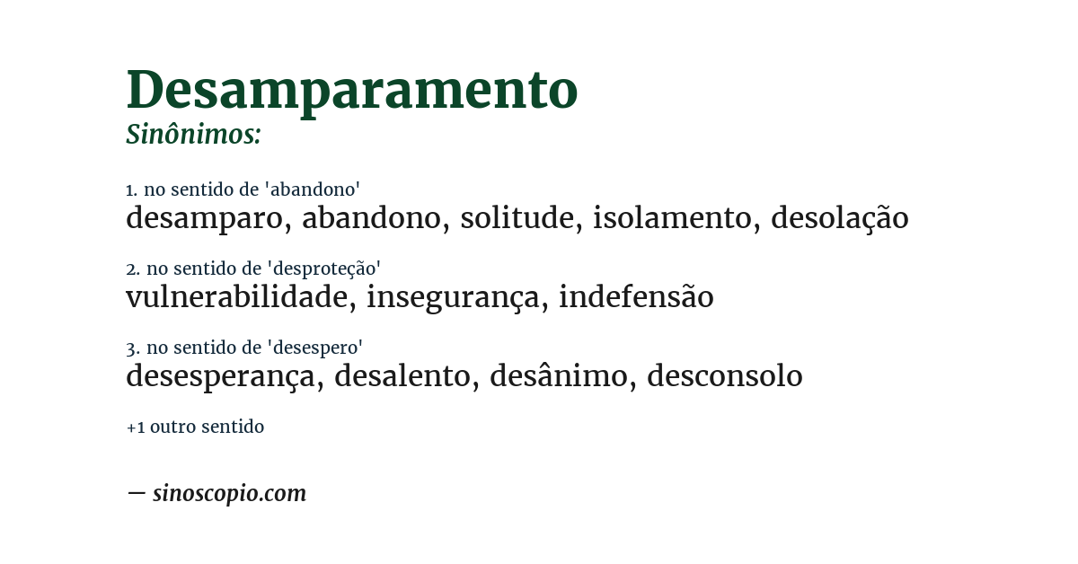 Sinônimo de desamparamento