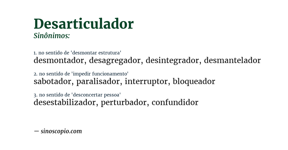 Sinônimo de desarticulador