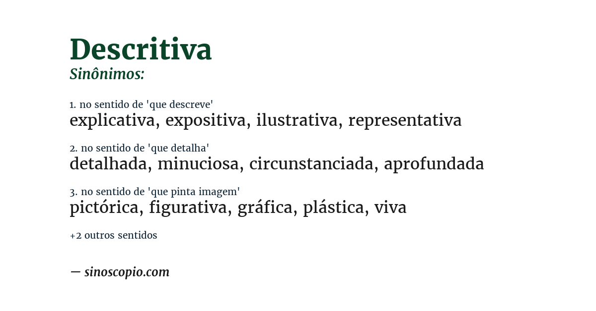 Sinônimo de descritiva